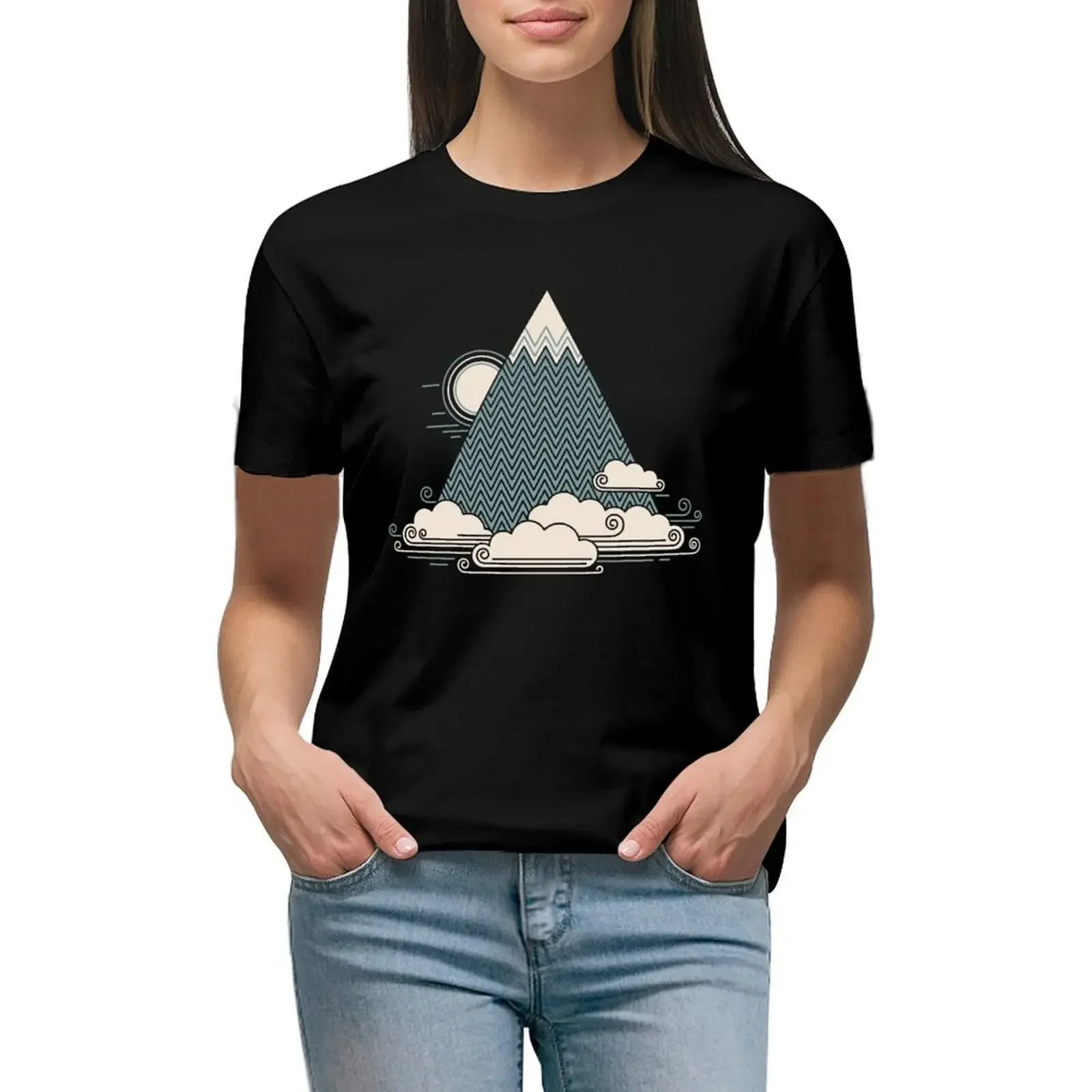 

Cloud Mountain T-Shirt summer clothes heavyweights quick drying kawaii clothes graphic t-shirts for Women