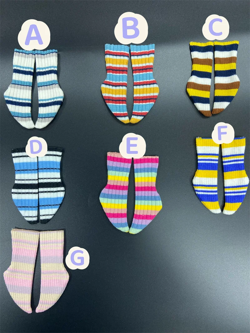 BJD doll socks msd 4 fen 1/4 doll  Multi-colored Striped socks BJD Doll accessories