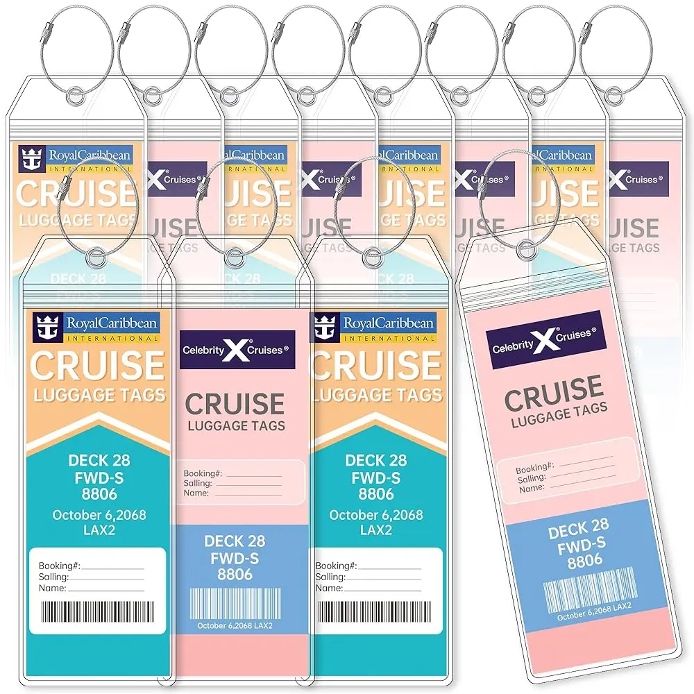 

3 Pack Luggage Tags for Suitcases, Compatible with Royal Caribbean and Caribbean Cruises, Waterproof, Clear, Durable, with Z