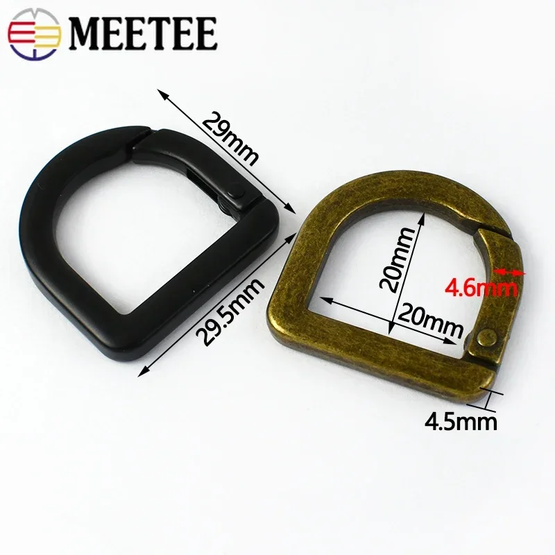 5/10/20Pcs Meetee 20mm Metal D Ring Buckle Handbag Strap Clasp Openable Carabiner Snap Hook Spring Keyring DIY Bag Accessories