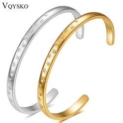 VQYSKO Star Bracelet Zircon Bangle Stacking Open Cuff Woman Jewelry Gifts For Her