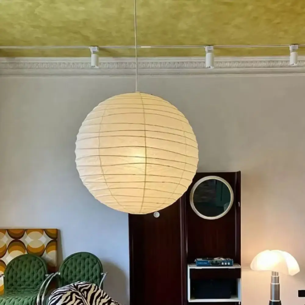 Spherical Paper Lantern Irregular Shape Vintage Rice Paper Lamp Warm Atmosphere Large Round Lampshade Kitchen Island