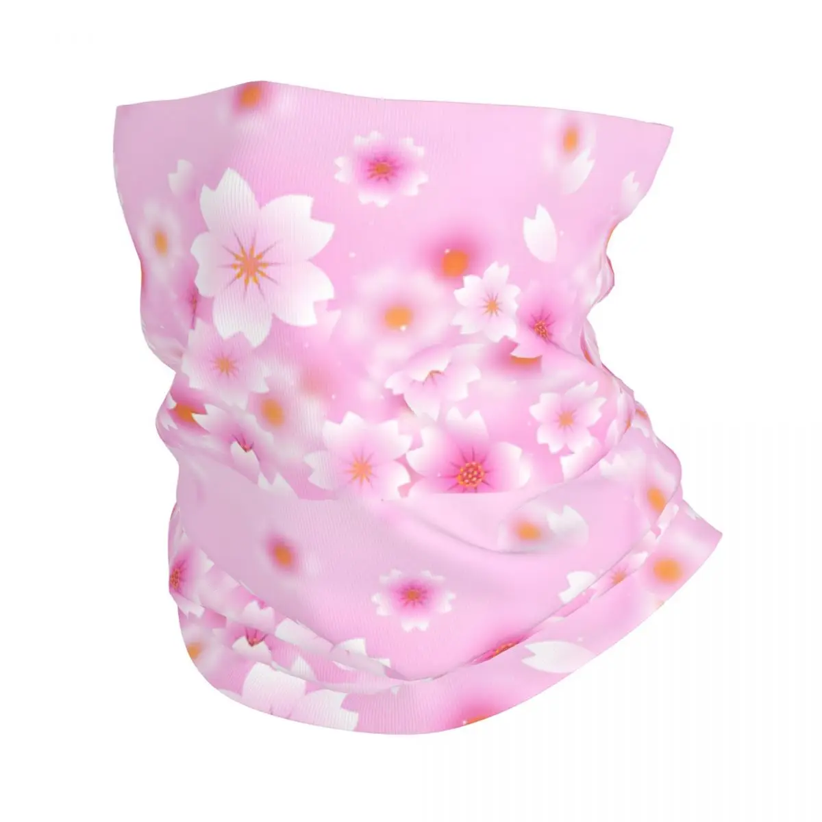 Sakura Flowers In Pink Background Thin Bandana Neck Gaiter Wrap Scarf Headband Neck Cover