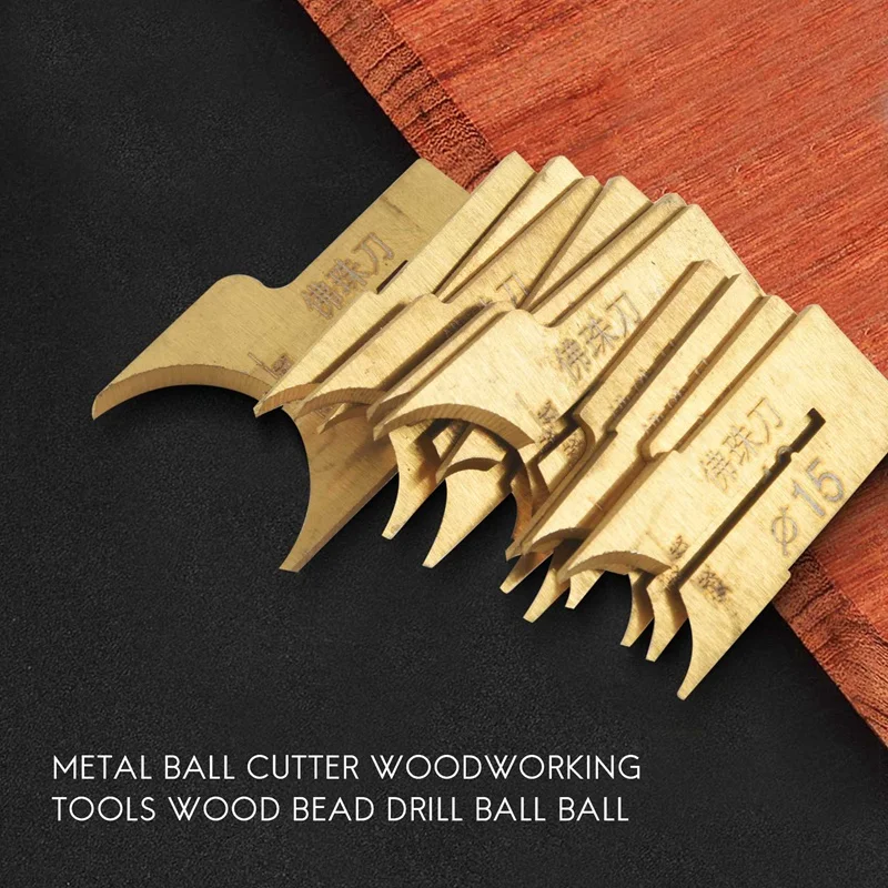 AA46 24 Buah Pisau Bola Logam Alat Pertukangan Bor Manik Kayu Cetakan Manik Putar 6-25Mm