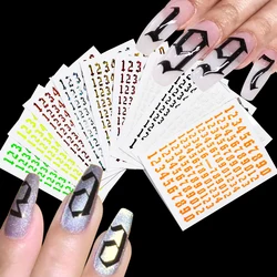 1pcs 0-9 Number 3D Nail Art Stickers 3D Golden Silver Black Small Alphabet Letter Adhesive Wrap Decals Manicure Sliders