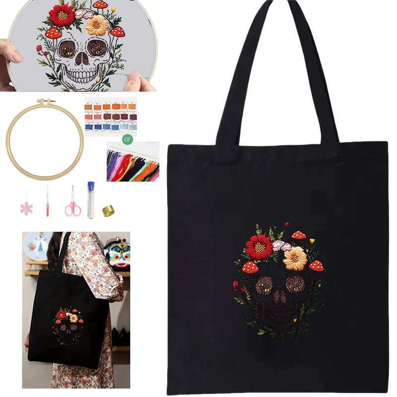 Blumenmuster Stickerei Starter-Kit DIY-Set für Heimdekoration für Anfänger in der Nähkunst – Detail 3