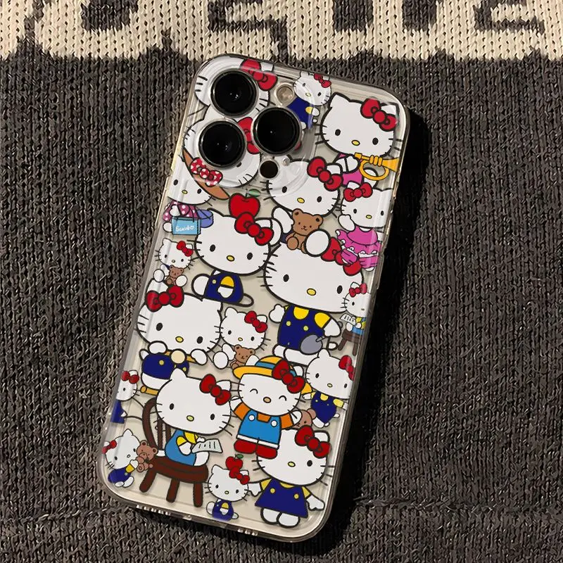 Vollbild niedlich Hallo Kittys Handy hülle für iPhone 16 15 14 13 12 11 Mini Pro max x xr xsmax 6s 6 7 8 plus se20 Abdeckung