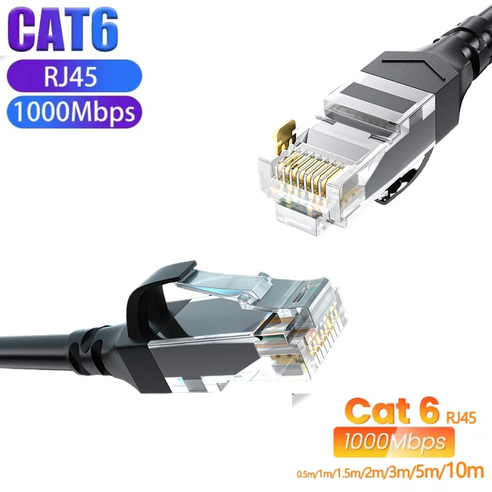 Ethernet Cable Cat6 Gigabit High Speed 1000Mbps Internet Cable RJ45 LAN Cord Shielded Network for Laptop Router PC PS5 Xbox