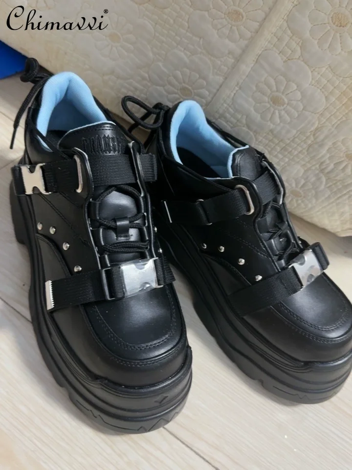

Original Spring Subculture Thick-Soled Shoes Japanese Functional Mid-Heel Single Shoes Punk Sweet Cool Girl Casual Sneakers