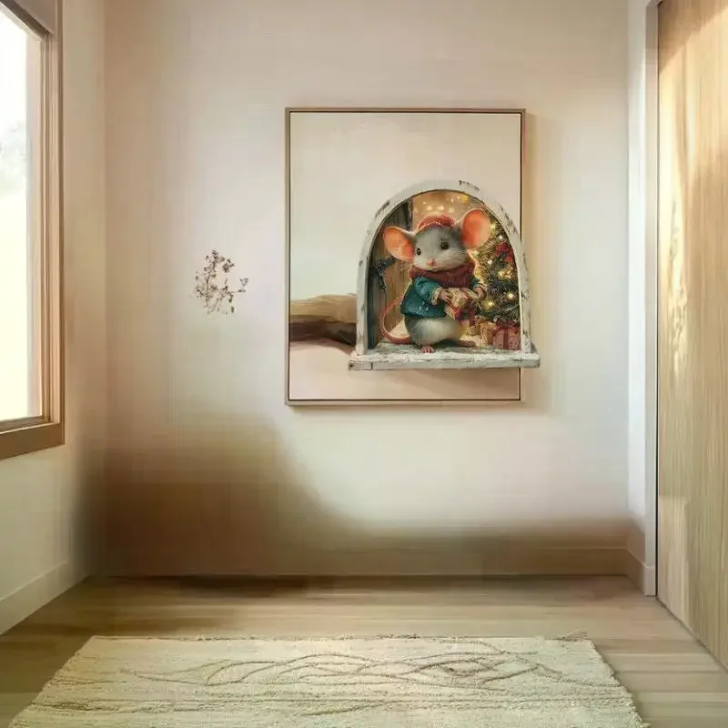 Nette Weihnachten Kleine Maus Loch Wand Aufkleber Weihnachten Dekoration Für Home Noel Navidad Frohe Weihnachten Neue Jahr Zubehör