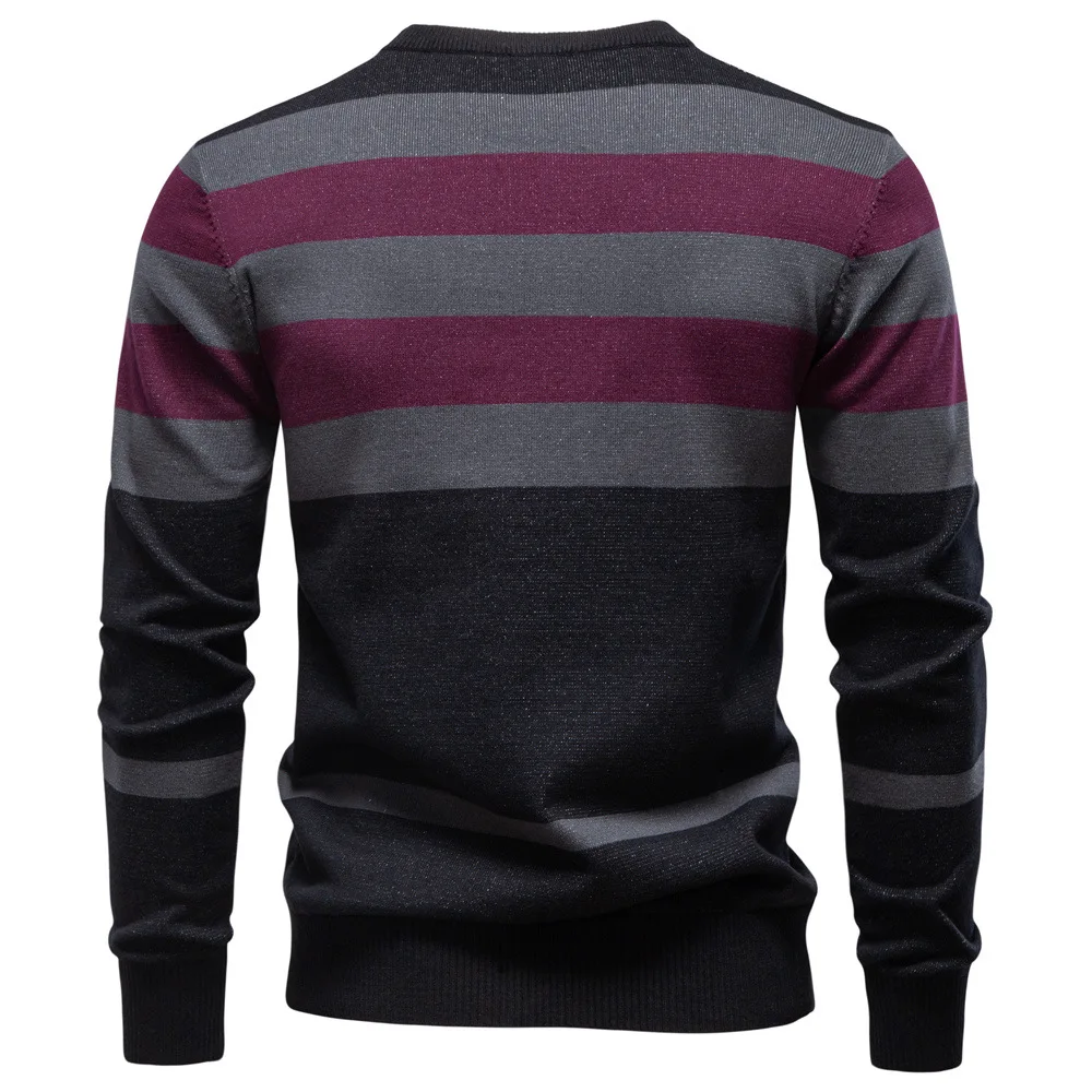 Europeo di Nuovo Modo Autunno Inverno degli uomini O-Collo Manica Lunga Casual Alla Moda Color-codificato Plaid Allentato Maglioni Lavorati a Maglia Maschile Pullover