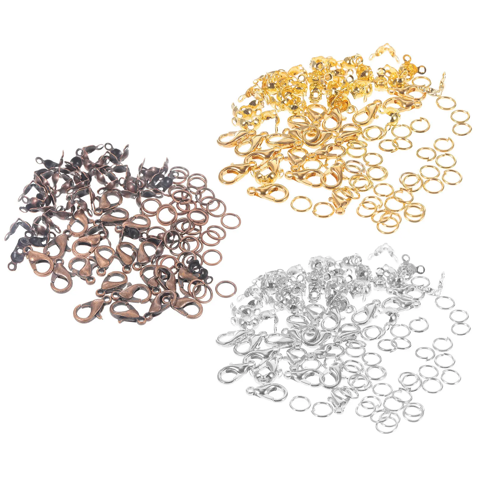 

1Set DIY Jewelry Findings Kit Premium Alloy Clasps Jump Rings Strong Wear Resistant for Handmade Necklace Bracelet Ornament