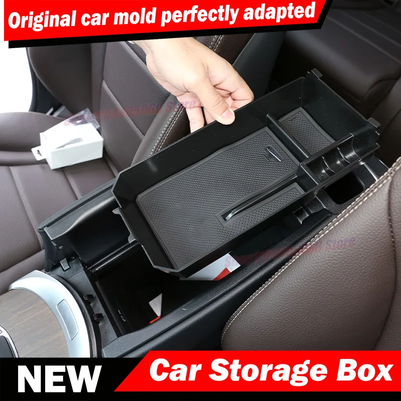 Car Armrest Box Storage Central Control Container For Mercedes Benz C Class W204 W205 2008-2020 For GLC Class 16-20