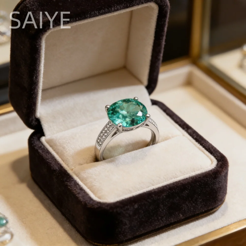 925 Sterling Silber Ovaler Grüner Edelstein-Ring für Damen, Funkelnder CZ-Seitenstein Verstellbarer Ring, Party-Schmuck Geschenk