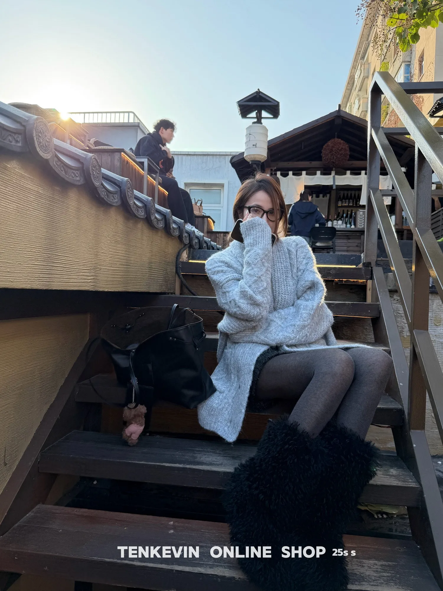 

Tenkevin Lazy Self-Consistent Women's Knitted Long Sve V-Ne Sweater Coat Loose Fit Cardigan Casual Commute Sle