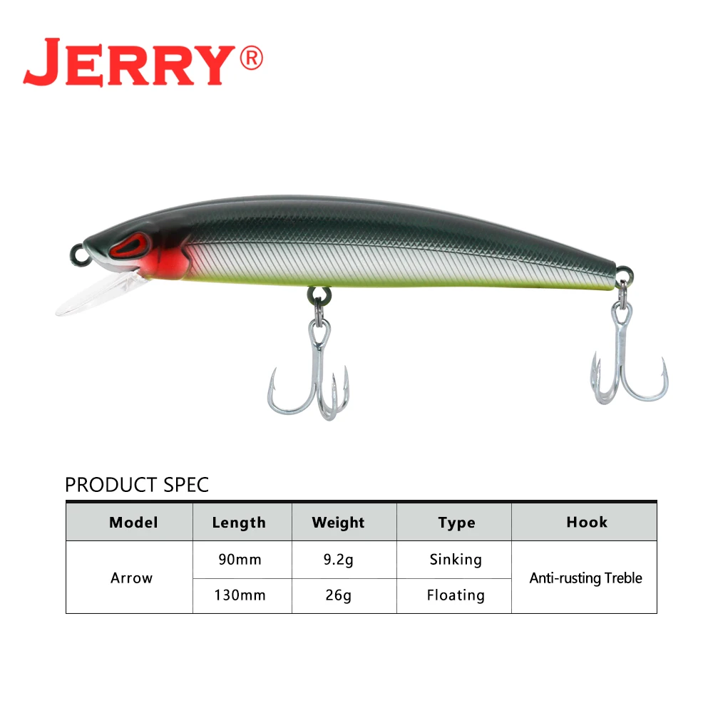 Jerry Arrow 130mm Floating Minnow Fishing Lure Freshwater Saltwater Baits For Bass Pike UV Color Rattling Hard Baits view 3