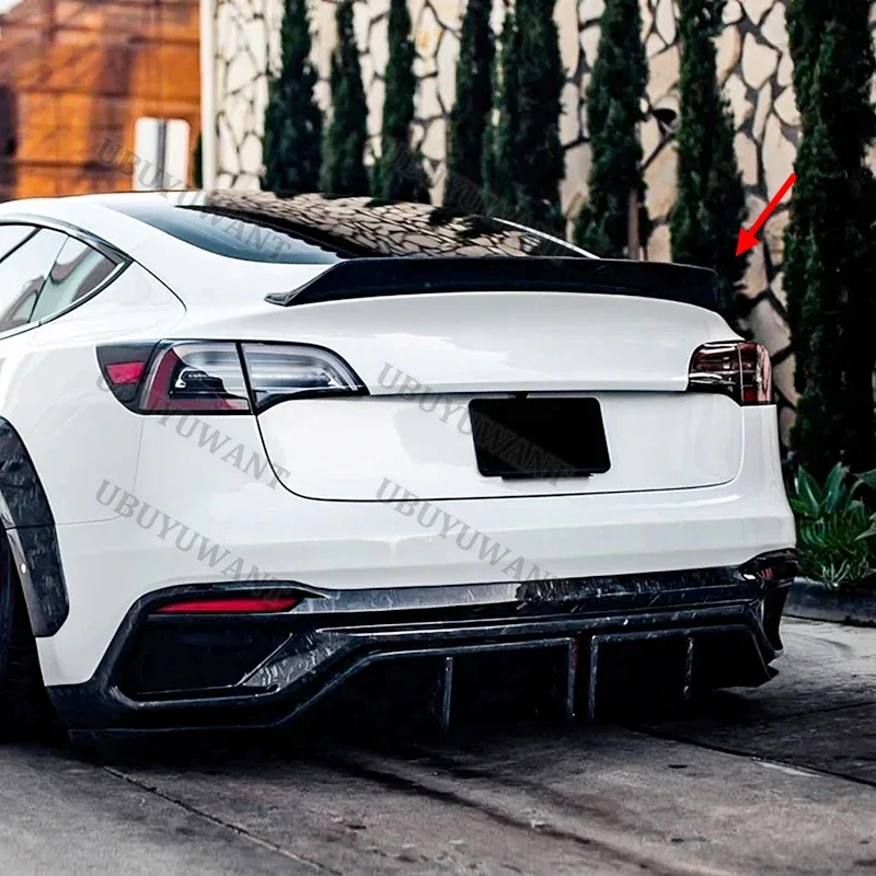 For Tesla Model 3 IPM GT Style Carbon Fiber Rear Trunk Lid Car Spoiler Ducktail Lip Wings 2017 18 19 20 21 2022