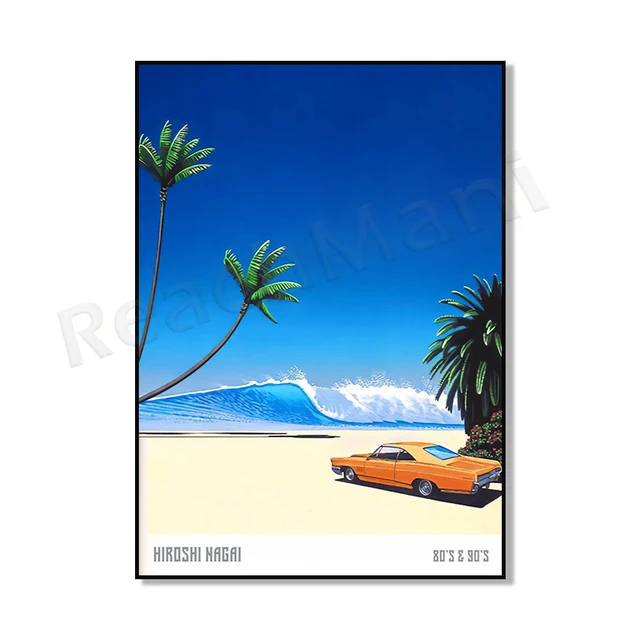 Ocean Wave Japanese Artist Hiroshi Nagai Pop Art, Pink Lane