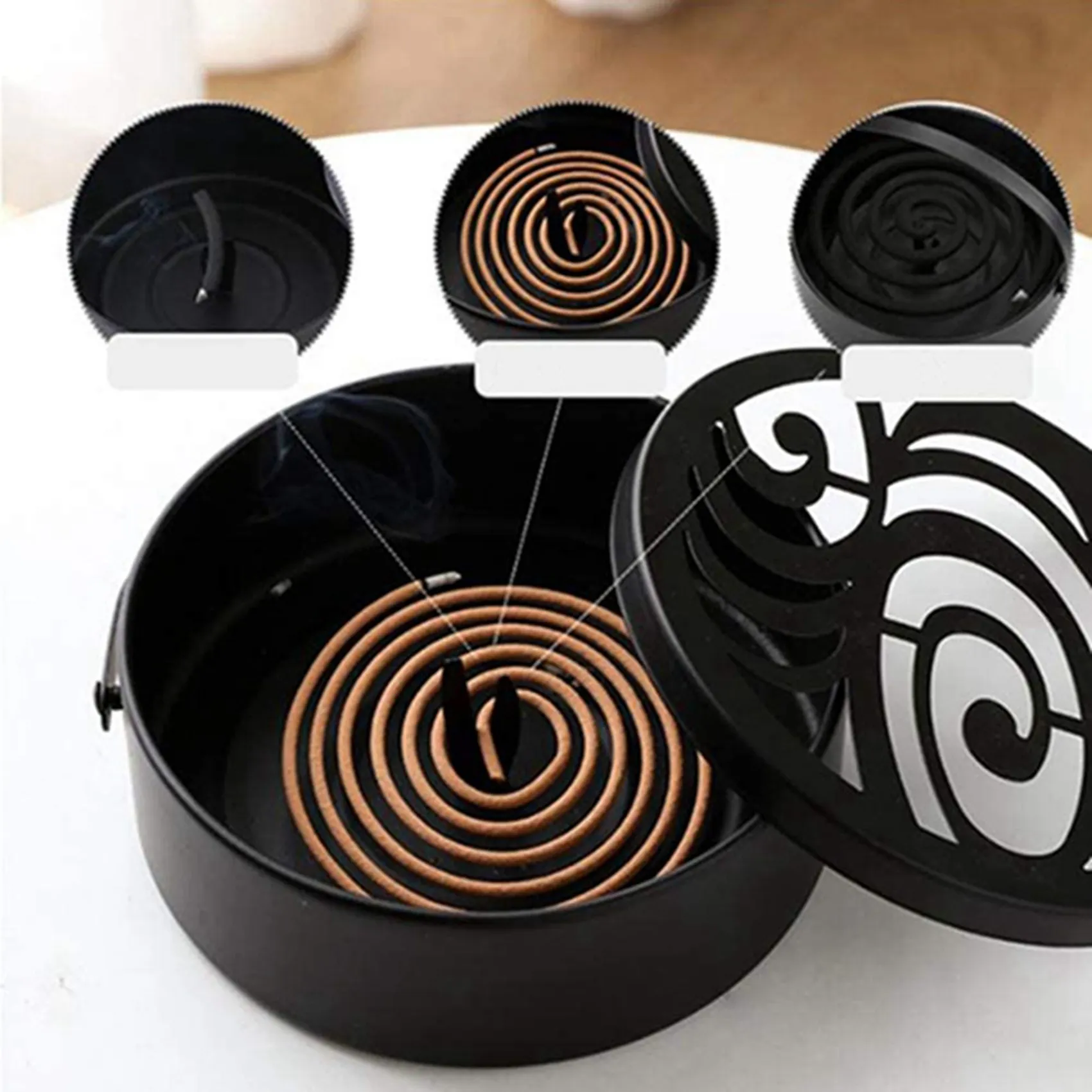 A84X-4X Metal Portable Mosquito Coil Holder,Household Mosquito Repellent Box,Classical Design Portable Mosquito Coil Holder