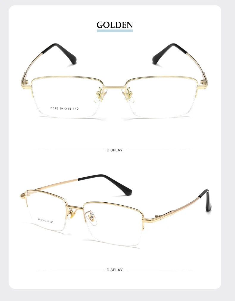 2022 neue Männer Halb Randlose Frame Brille Optische Brillen Hohe Qualität Halb Rand Mann Brillen mit Rezept Männlichen Specs – Detail 12