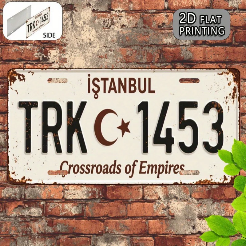 طائرة ثنائية الأبعاد - [طائرة [طائرة] 1 اسطنبول TRK C 1453 لافتة ألومنيوم معدنية عتيقة - علامة ديكور ريفية مقاس 11,9 × 6 بوصة، مصممة كـ "Cr