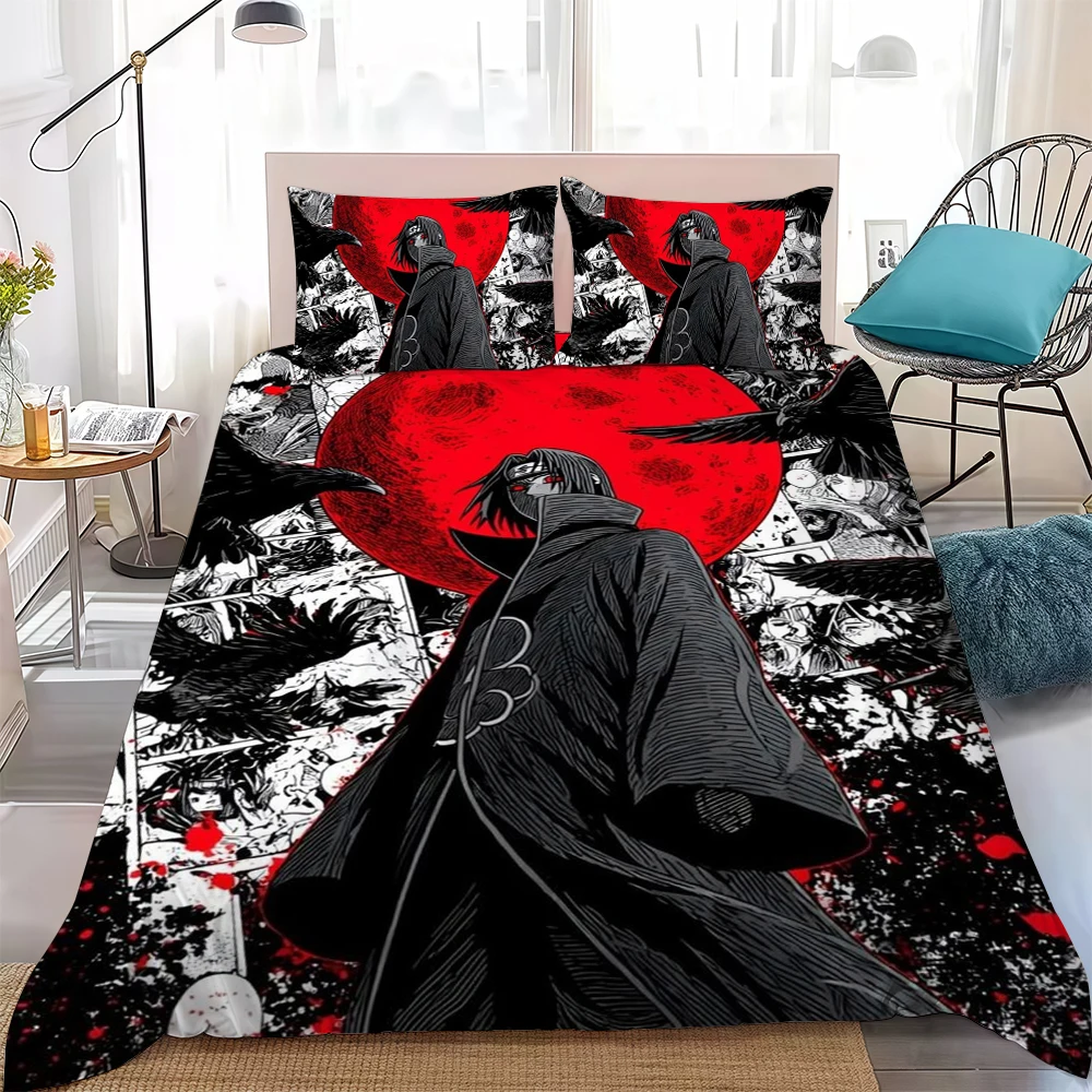 I-Itachi U-Uchiha Anime Duvet Cover Set Home Style Bedding Soft Laundry Cotton Bed 3 Piece Set Student Dormitory Gift