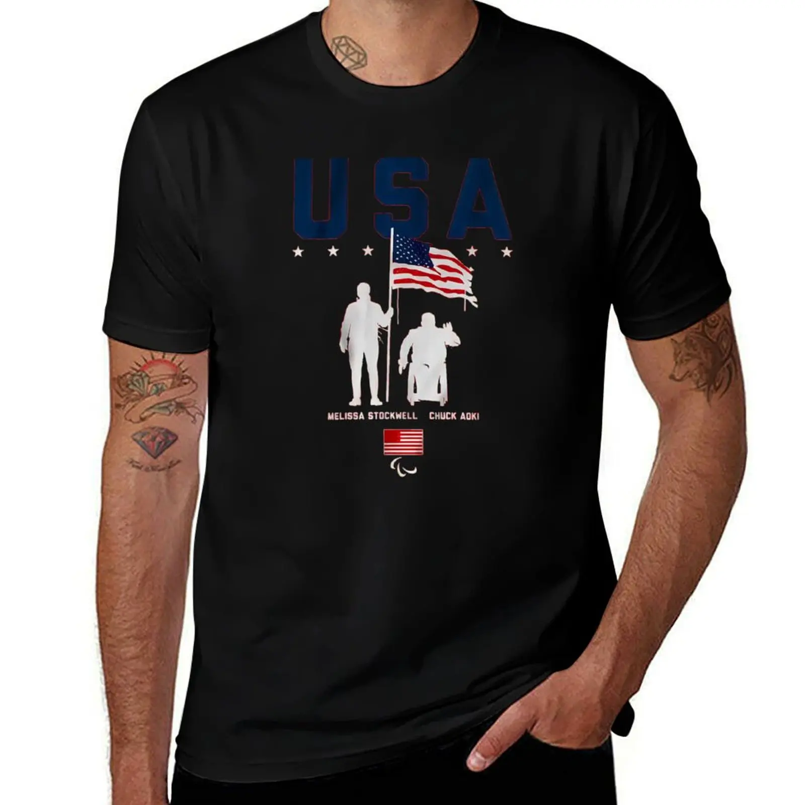 Team USA Melissa Stockwell and Chuck Aoki T-Shirt blacks rapper graphic tees graphic t shirts mens t shirt