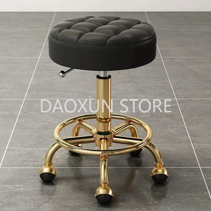 Golden Small Hairdressing Chair Rotating Portable Styling Portable Barber Chair Aesthetic Coiffeur Stuhl Salon Furniture MQ50BC