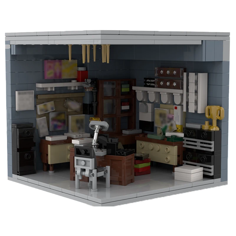 Model Pemandangan Jalan Kota Batu Bata Bangunan MOC Layanan Rahasia Hadiah Teknologi Modular Kantor Liburan Merakit Setelan Mainan Anak-anak