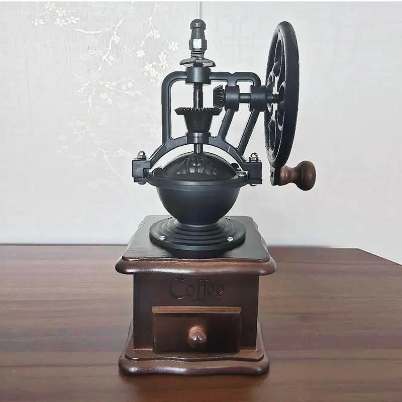 Vintage Hand-Cranked Coffee inder Large Ferris Wheel Design Manual Coffee Bean inding hine for Coffee Brewing