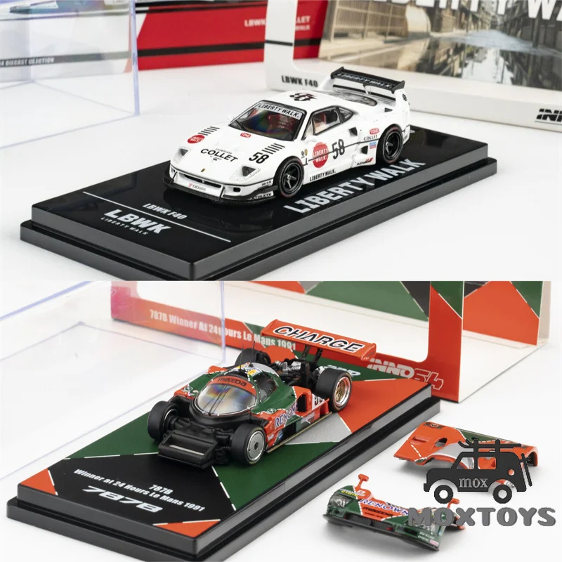 INNO 1:64 LBWK F40 COLLET White no.58 / 787B Winner At 24 Hours Le Mans 1991 orange Diecast Model Car