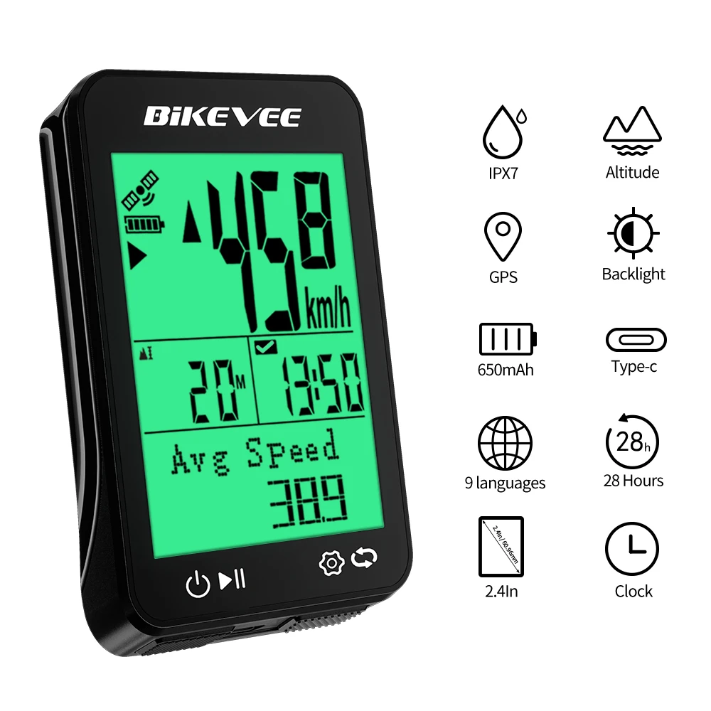 8 Kinds Multi-Language Wireless Bike Speedometer GPS Cycling Computer Outdoor Bicycle Odometer Stopwatch with Auto Backlight view 2