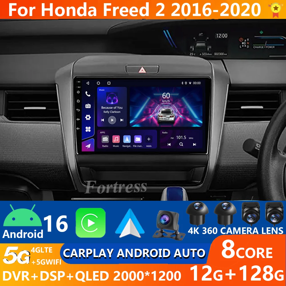

Android 16 Car Radio For Honda Freed 2 2016 - 2020 Multimedia Stereo Video Player BT 4G LTE 5G WIFI GPS NAVI 2DIN QLED Head Unit