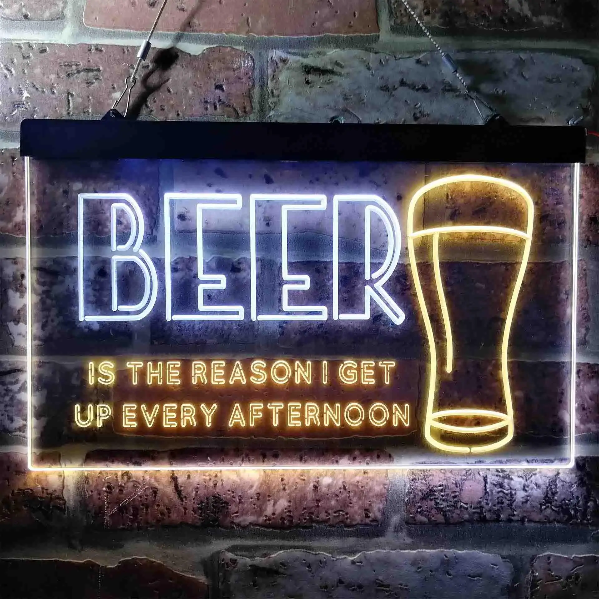 

Beer is The Reason Get Up Every Afternoon Humor Dual Color Led Neon Sign st6-i3745