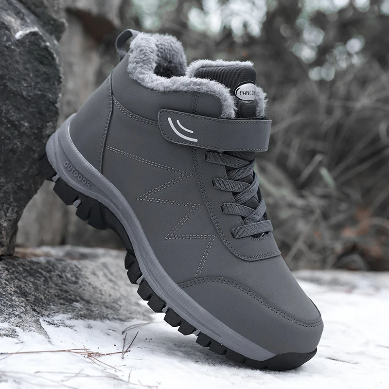 Men Waterproof Outdoor Boots Winter Warm Popular Footwear Male Suede Casual Snow Plush Warm Shoes Leather Walking Shoes 35-46