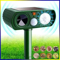 Ultrasonic Cat Dog Repellant Waterproof Solar Powered LED Flashing Animal Deterrent for Orchard/Greenhouse/Vegetable Garden