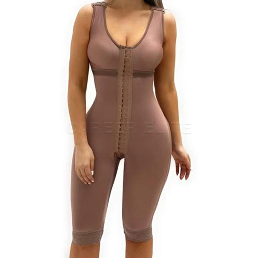 Fajas Colombianas V Neck Sleeveless Knee Length Shapewear Bra and Wide Shoulder Straps Butt-Lifting Bodysuit For Women Stage 2