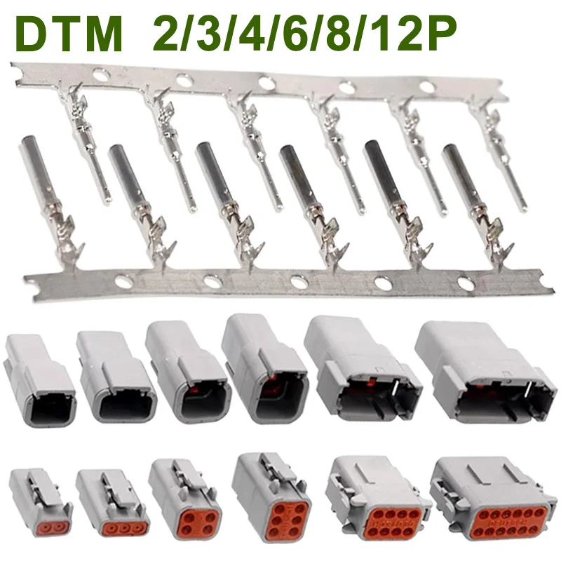 Waterproof DTM Connector DTM06 DTM04 2P 3P 4P 6P 8P 12P Male Female Plug Socket DTM Connector For Automobile