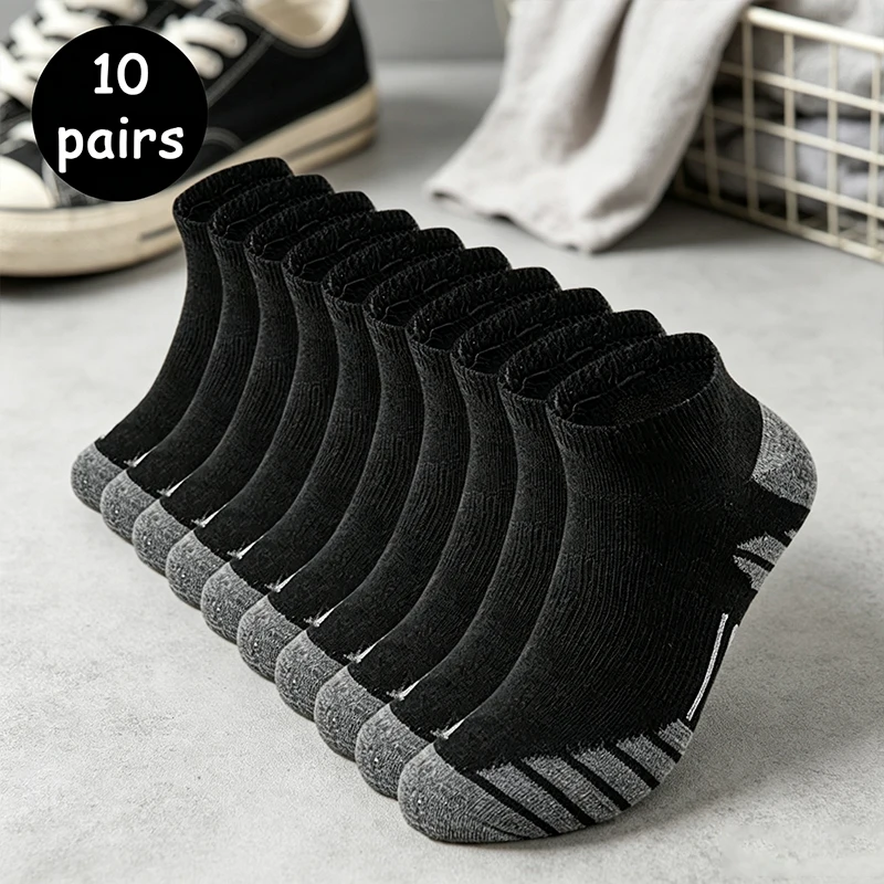 10/20 Pairs of Men's Short Socks, All-Season Low-Cut Round Socks, Moisture-Wicking and Breathable