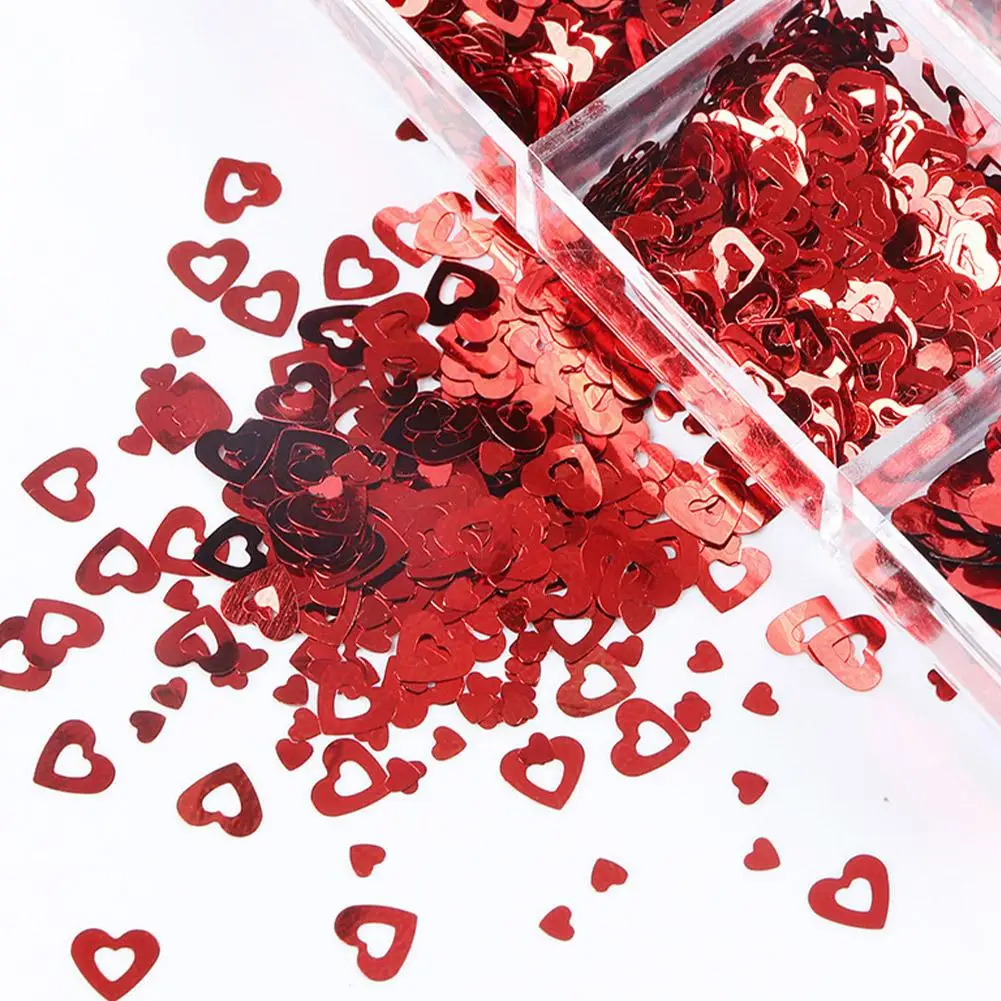 1mm diy holográfico amor coração arte do prego glitter lantejoulas dia dos namorados arte do prego forma do coração paillette manicure decoração