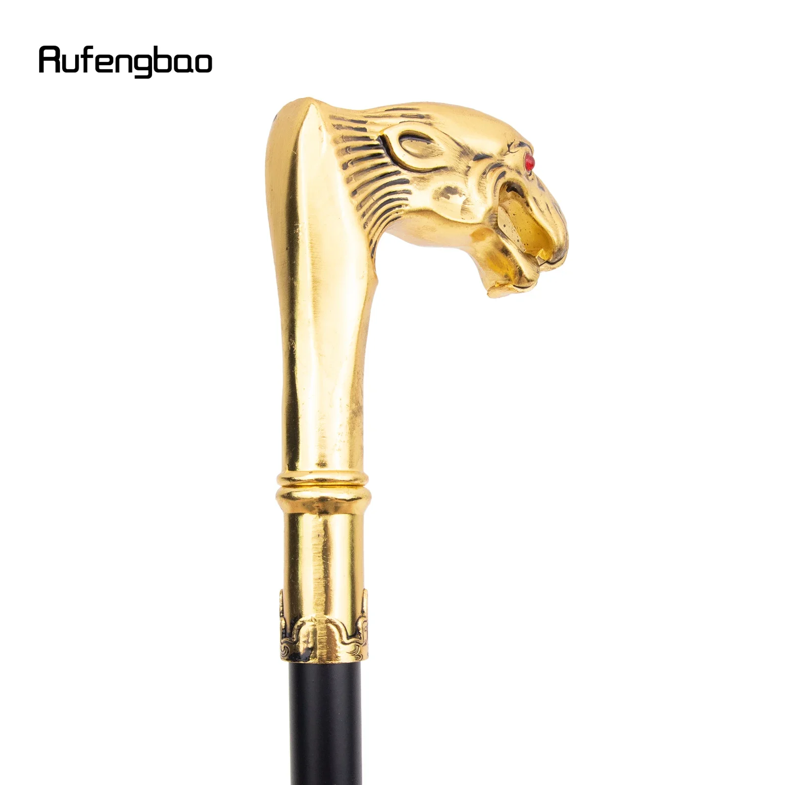 Golden Leopard Red Eye Luxury Fashion Cosplay Walking Stick Party Decorative Cane Elegant Crosier Knob Stick 92cm