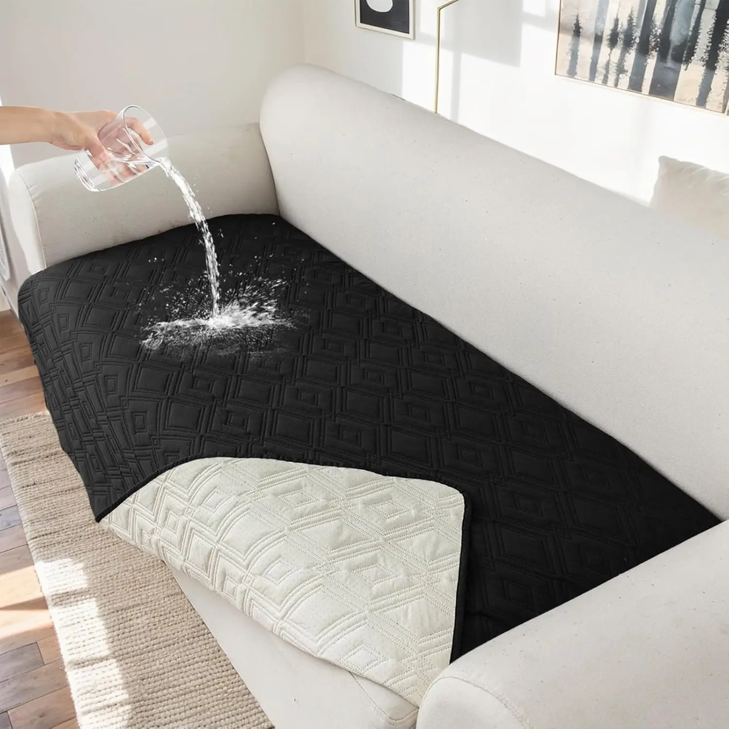 

100% Waterproof Couch Cover For 3 Cushion Couch Sofa Cover For Dogs, Anti-Slip Sofa Covers Washable Couch Covers For Sectional