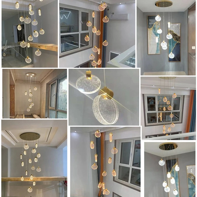 Nordic LED Bedside Pendant Lights Alloy+Crystal Hanging Lamps Living Dining Room Bedroom Stairwell Home Indoor Decor Luminaires