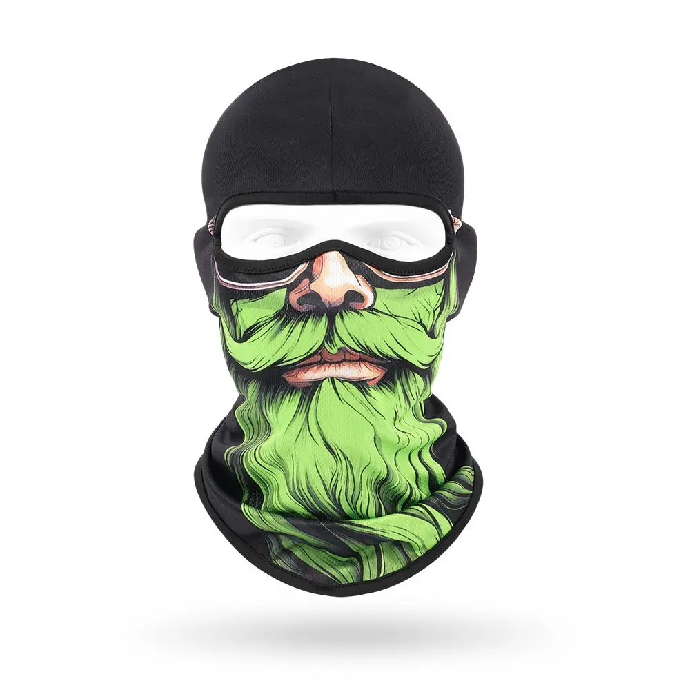 Beard Print Funny Face Balaclava Sweat Absorbent Quick Dry Beard Face Mask Breathable Sun Protection Full Face Covering Hood