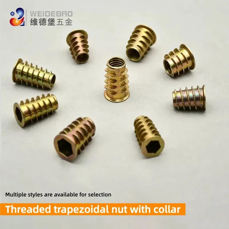 10Pcs/Lot Zinc Alloy Flanged Hex Drive Insert Nuts, Internal Thread Wood Insert Nut, Furniture Embedded Nuts M4 M5 M6 M8 for Woo