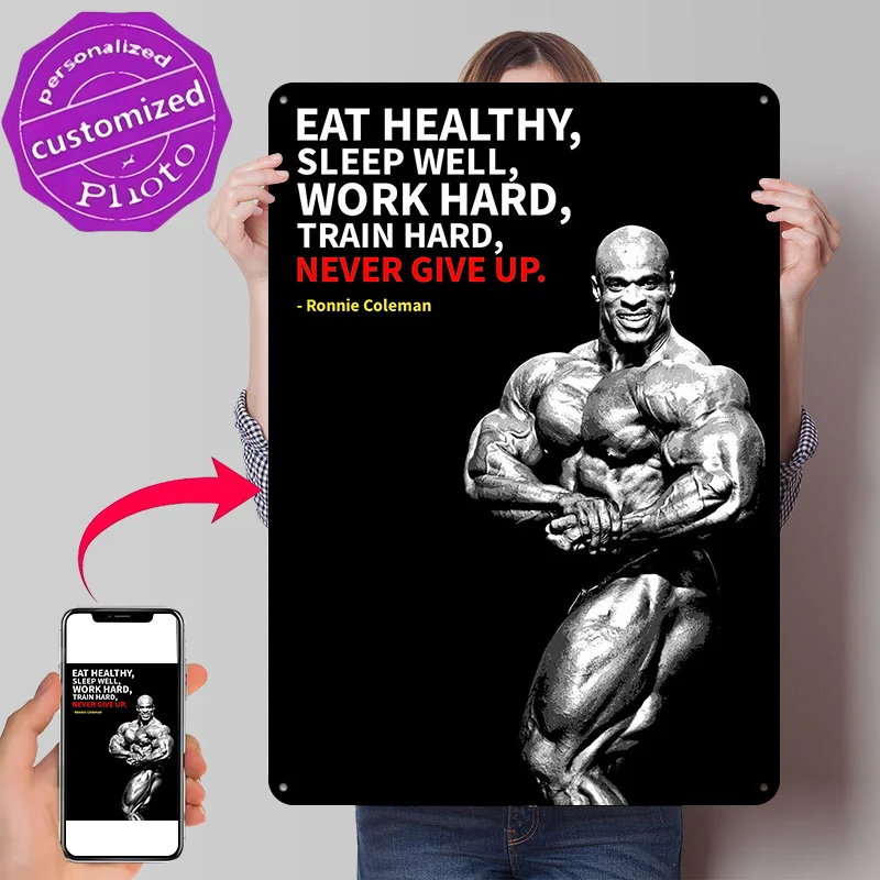 Ronnie Coleman Quotes Personalized 3D Textured Metal Poster Wall Art Vintage Tin Signs for Decoration Room Decorating Interior