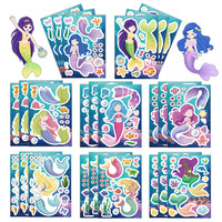 8/16PCS Creative Mermaid Sticker diy Notebook Handbook Sticker Material Sticker