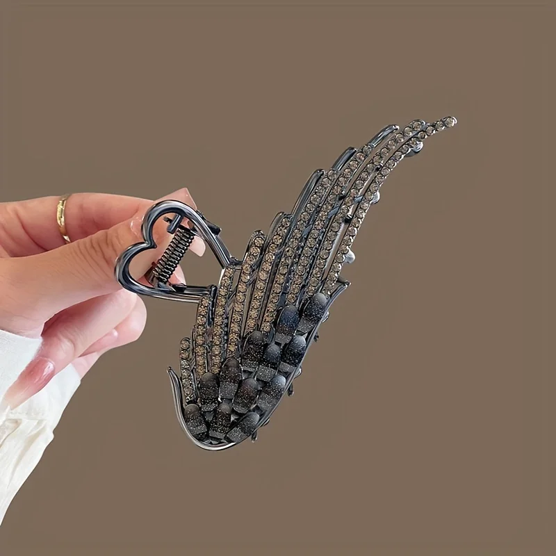 Elegante große Haarklammer, Engelsflügel, Strass, glänzende Haarspange, Damen und Mädchen, tägliche Outdoor-Dekore, Legierung, Haar-Accessoires – Detail 8