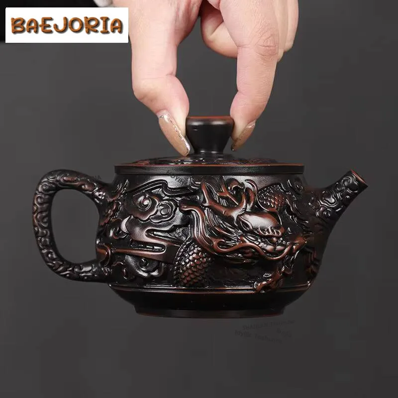 

260ml Chinese Yixing Purple Clay Tea Pot Hand-carved Dragon Pattern Teapot Zisha Filter Teaware Customized Beauty Tea Infuser