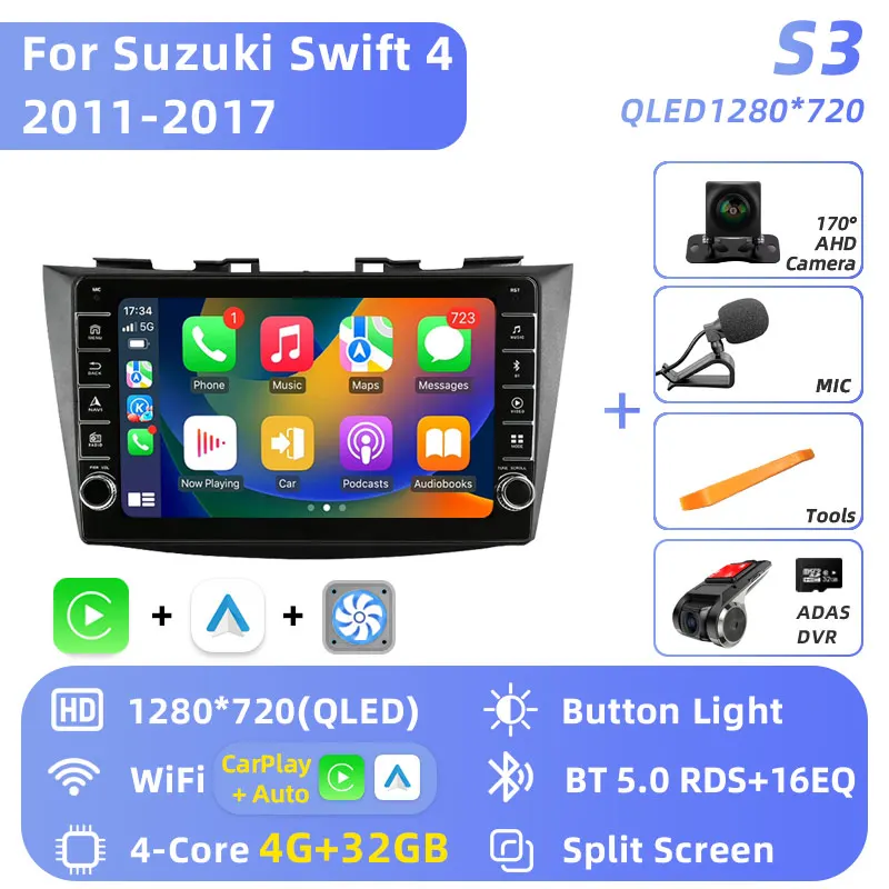 Voor Suzuki Swift 4 2011 - 2017 Autoradio Intelligente Android 16 Auto Multimedia Video Player Stereo CarPlay GPS navigatie 2 Din